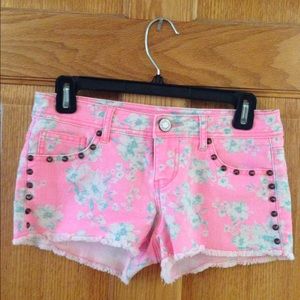 Bright pink cutoff shorts from Target