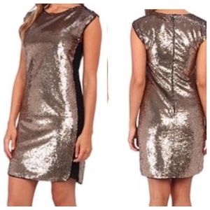 Rebecca Taylor Gold All Over Sequin Dress