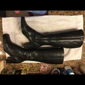 Nine West Black Leather Knee High Boots