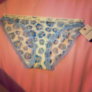 Calvin Klein blue flowered lace panties