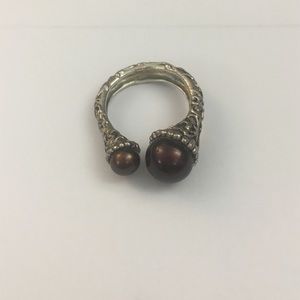 Sterling Silver Ring with Brown Stone