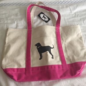 NWT The Black Dog pink canvas tote bag with zipper