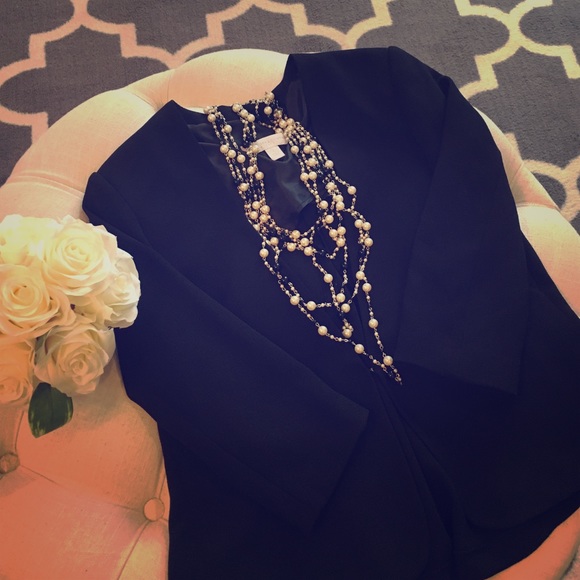 {SOLD} Black crepe swing jacket