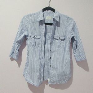 half sleeved striped button up from garage