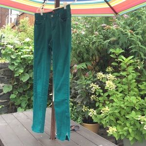 Emerald skinny jeans with ankle zippers