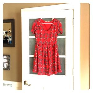 Red pineapple print dress, NWT