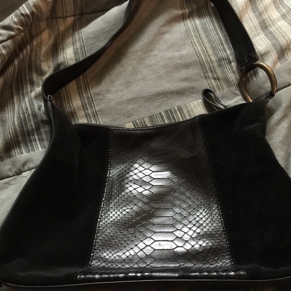 Black suede and snakeskin Coldwater Creek Handbag