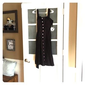 Black dress with pink polka dots, NWT