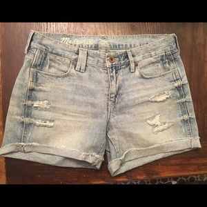Madewell Destroyed Denim Midi Shorts