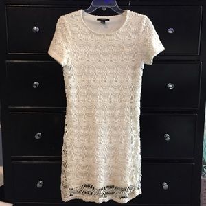 Forever 21, Short Sleeve, Cream Crochet Dress
