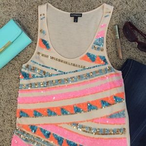 Express sequin tank top