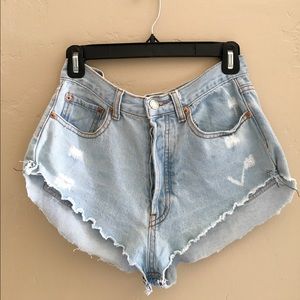 high waisted flared jean shorts