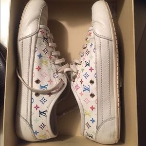 Authentic white low top Louis Vuitton sneakers