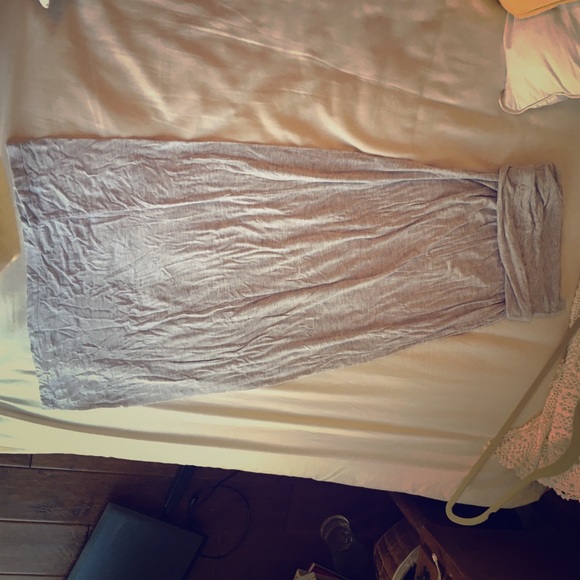 Light gray form fitting maxi skirt
