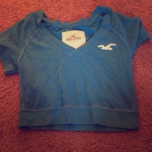 Blue hollister half shirt