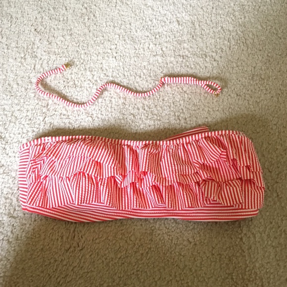 Jessica Simpson seersucker bandeau bikini