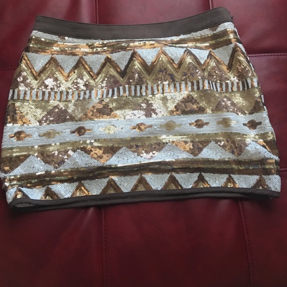 Gold sequin mini skirt