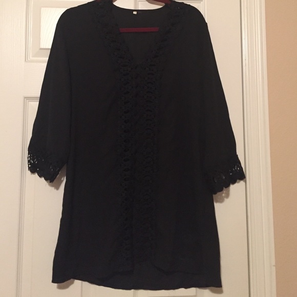 Sheer black swimsuit coverup