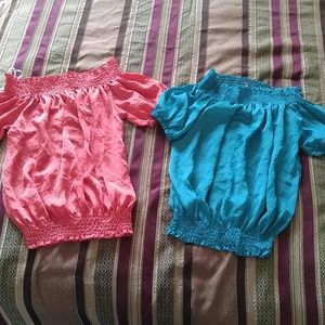 Silk orange and turquoise blouses