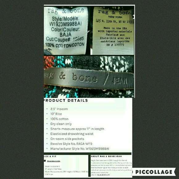 💣SOLD💥🌈 Rag & Bone Beach Short BAJA Cotton Shorts - Picture 4 of 4