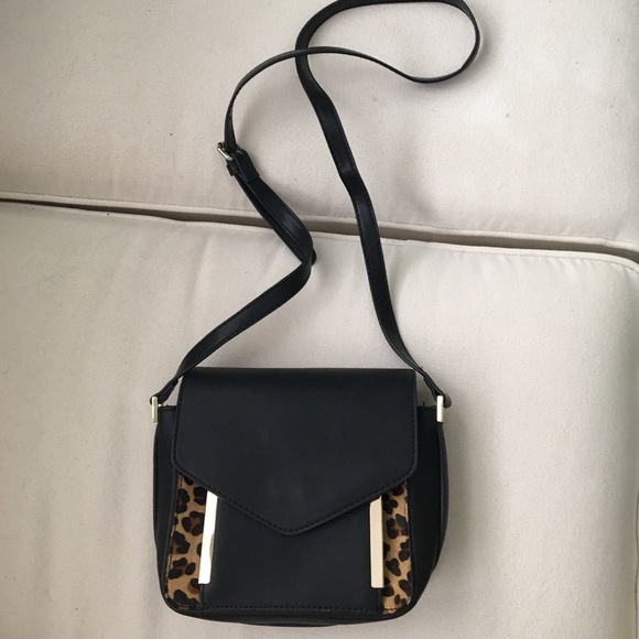 Zara black and cheetah cross body