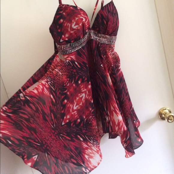 Bebe flowy asymmetrical strappy beaded top Nwot