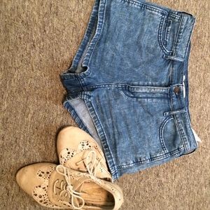 Faded blue jean shorts