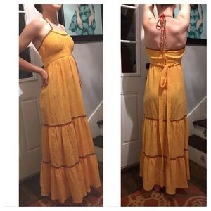 Vintage 1970's Boho Halter Maxi dress Ric Rac Sz-0