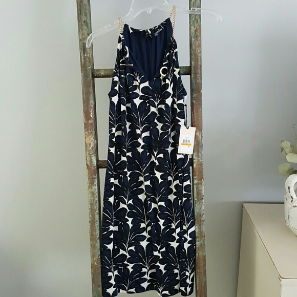 Ivanka Trump navy/black/white patterned dress