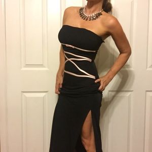 Black and pink formal gown w/ slit