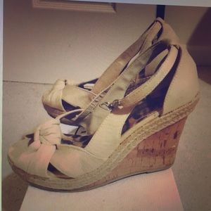 Nude material girl wedges ankle strap