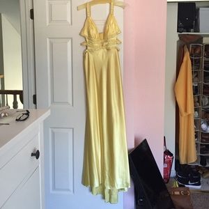 Yellow open side formal dress