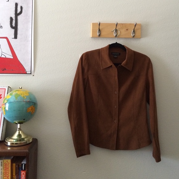 Suede-like long sleeve top