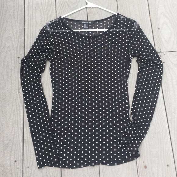 Forever 21 Sheer Mesh Polka Dot Top