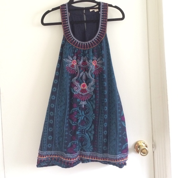 Boho Aztec embroidery paisley shift dress or tunic