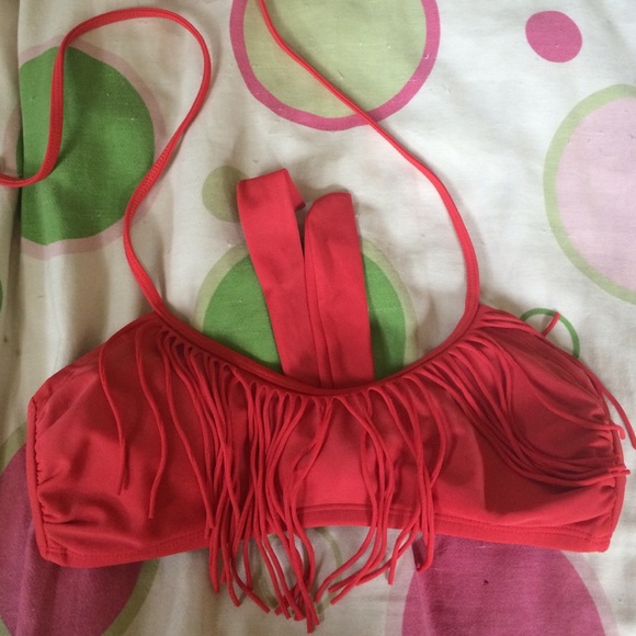 Red fringe bikini top