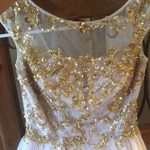 Short White/Gold Sherri Hill Homecoming Dress