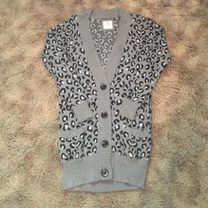 Aerie Oversized Leopard Print Cardigan Sweater