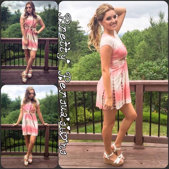 SOLD OUT NWT CoraL Tie Dyed Cut Out Mini Dress - Picture 2 of 4