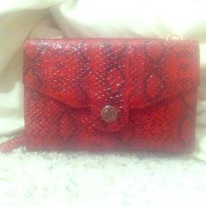 Samantha Brown Red & Black Reptile Wallet Clutch
