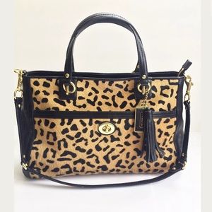 AUTHENTIC COACH PARK HAIRCALF LEOPARD SATCHEL BAG
