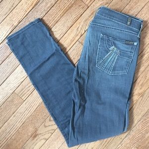 7 for all mankind gray skinny jeans with crystals