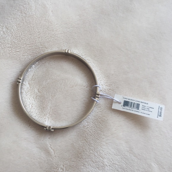 ❌SOLD❌ Tory Burch Silver Logo Bangle NWT - Picture 2 of 4