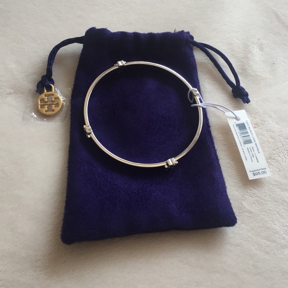 ❌SOLD❌ Tory Burch Silver Logo Bangle NWT - Picture 3 of 4