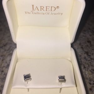 Jared sapphire earrings 10k white gold plated