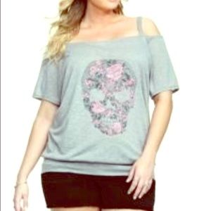 Skull Rose One Shoulder Blouse XL Skull Rose One Shoulder Blouse XL