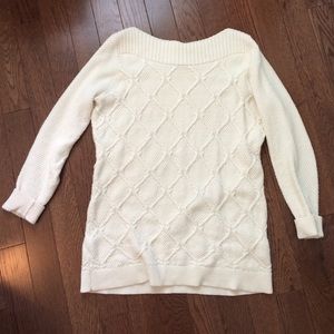 White cable knit sweater