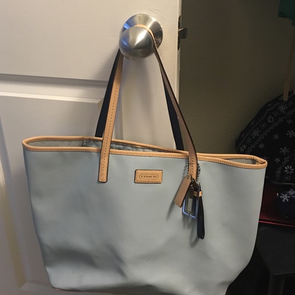 Coach baby blue large tote bag