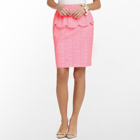 Lilly Pulitzer Hot Pink Gingham Peplum Skirt
