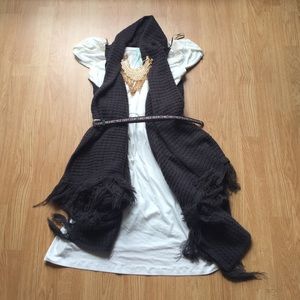 White Modcloth A-Line Dress w/ Embroidered Neck!!